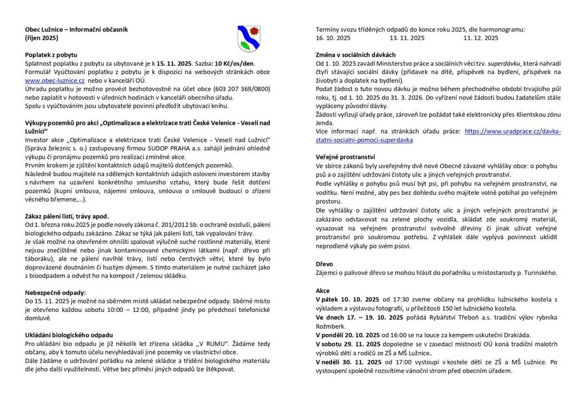 Informační občasník říjen 2025
