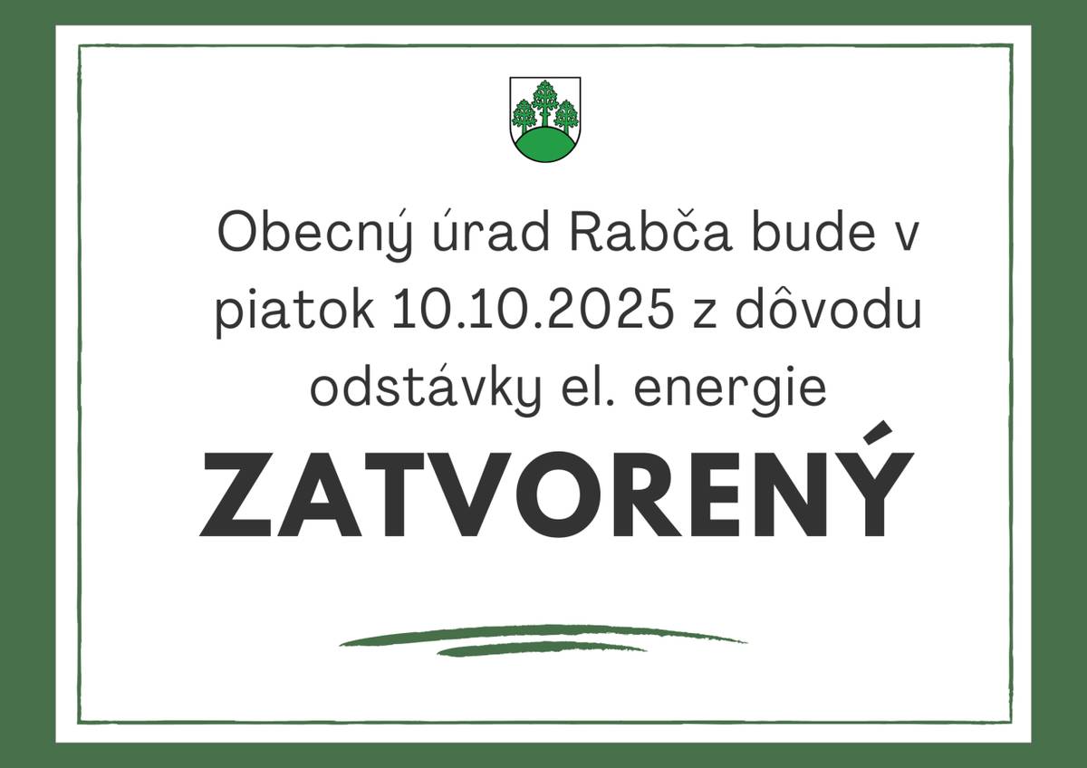 Oznam o otváracích hodinách na piatok 10.10.2025.
