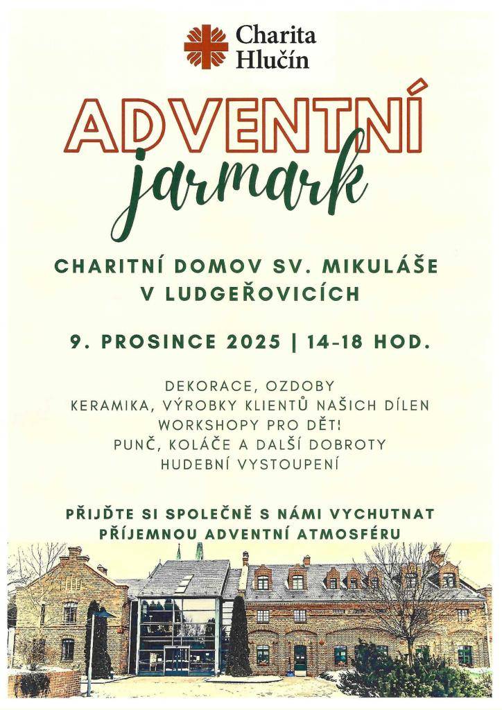 Charitní domov sv. Mikuláše v Ludgeřovicích, Vás zve dne 9.12.2025 na Adventní jarmark. Přijďte si společně s námi vychutnat příjemnou adventní atmosféru.