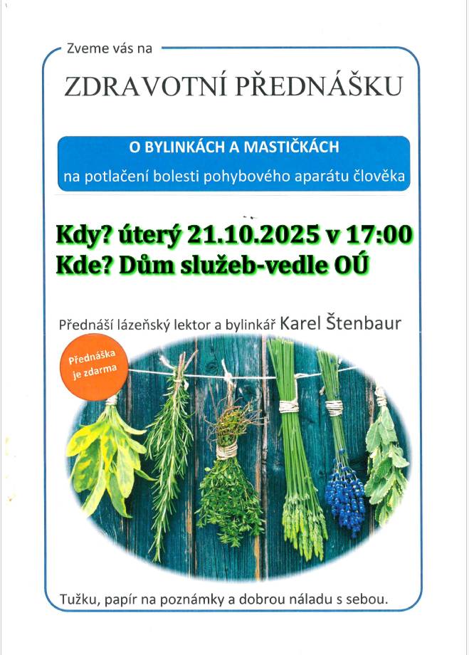 Zveme vás na přednášku o bylinkách a mastičkách🌱