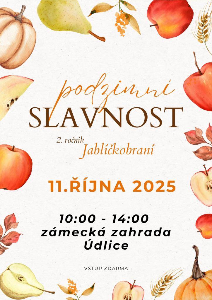 Doplňující informace ke kulturní akci, která se koná dne 11.10.2025 od 10 hod. v zámecké zahradě v Údlicích. Bližší informace v přiložených plakátech.