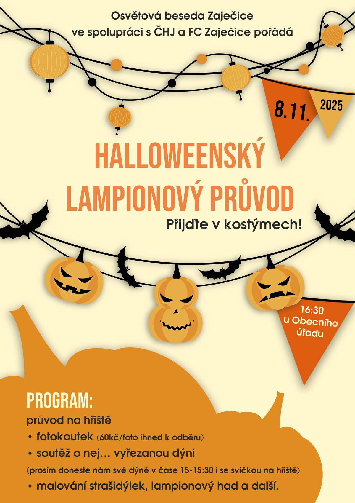 Přijďte s námi oslavit podzim kouzelnou atmosférou světel, lampionů a dobré nálady!