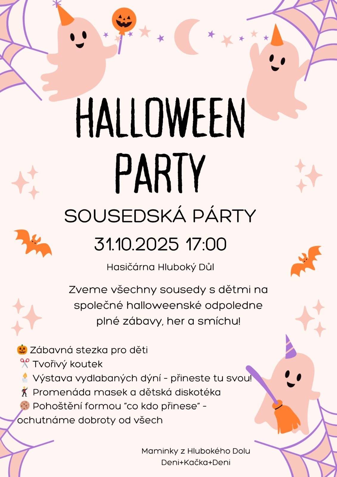 Maminky z Hlubokého Dolu, zvou na sousedskou párty do hasičárny v Hl. Dole