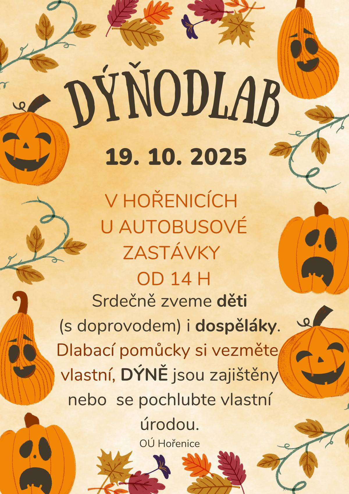 Tradiční DÝŇODLAB v něděli 19.10.2025 od 14 h na návsi.