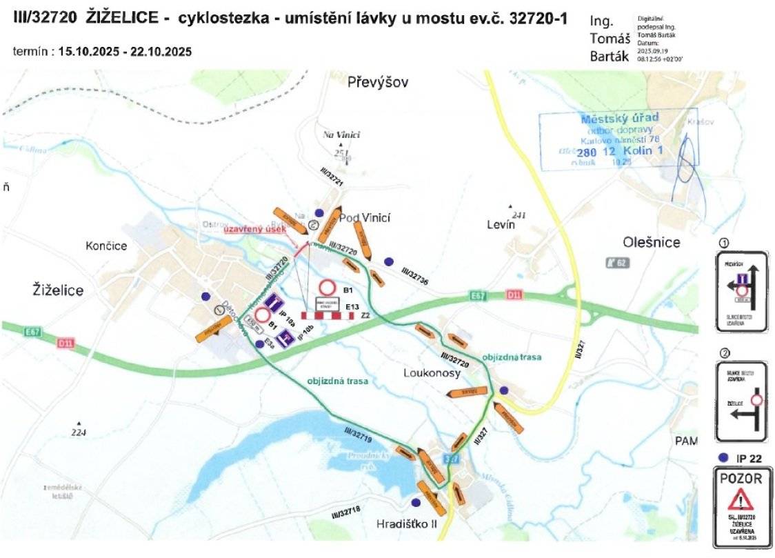 Upozorňujeme občany na uzavření úseku Žiželice - Pod Vinicí z důvodu montáže a uložení lávky přes most v Žiželicích. V rámci uzavření úseku dojde k omezení autobusů na lince 536 a to od 15. 10. 202 5 (středa ) do 22. 10. 2025 (středa ) Dále se ruší bez náhrady zastávky : „Žiželice, ,Pod Vinicí “ „Žiželice,,škola“ Objízdná trasa je vedena přes Hradišťko II a Loukonosy.