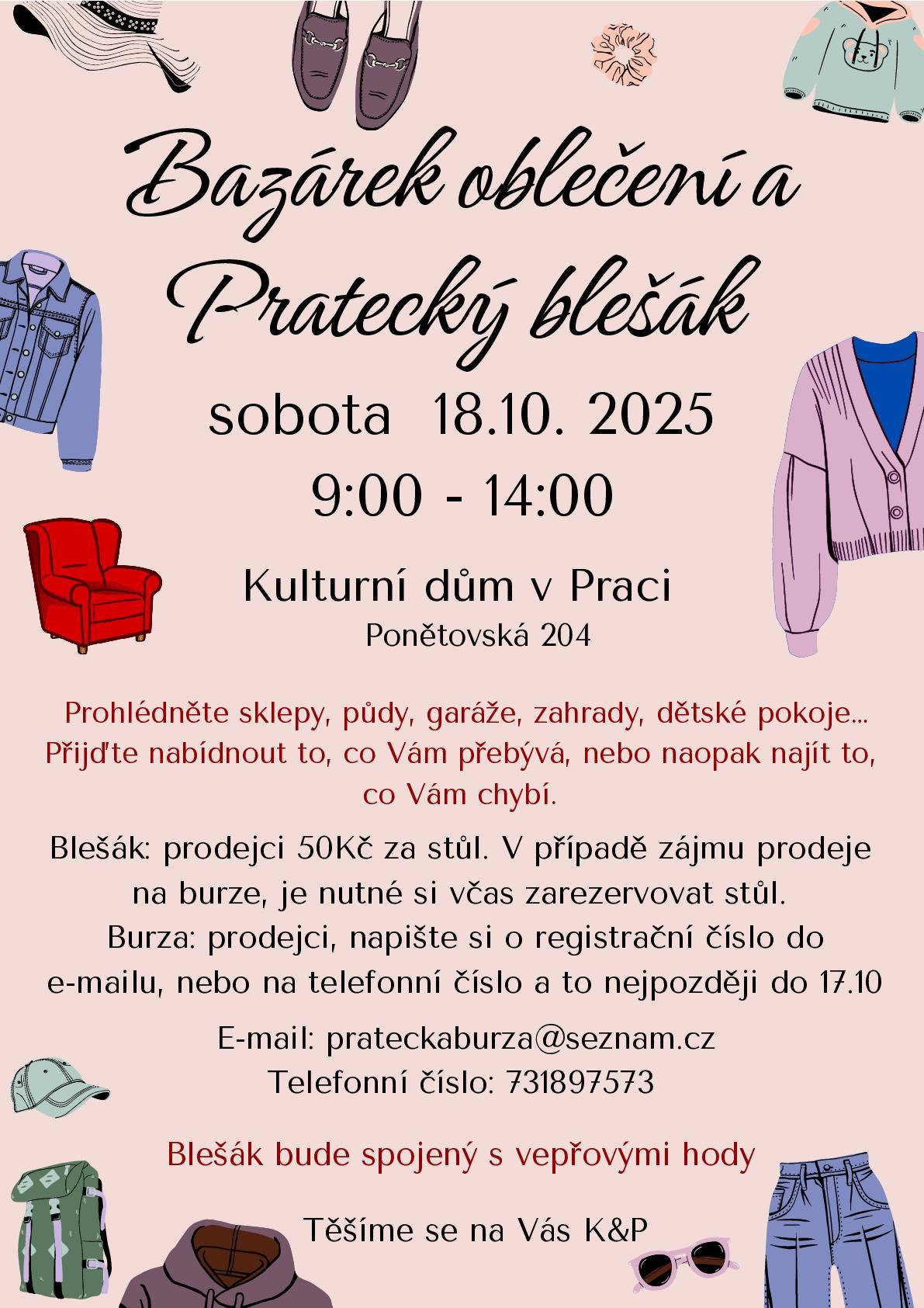 18.10. v KD Prace 09:00 - 14:00 h