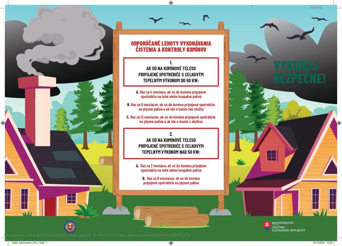 Odporúčania Okresného riaditeľstva Hasičského a záchranného zboru v Trnave počas vykurovacej sezóny.