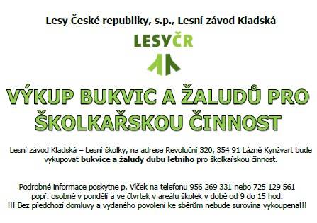 Lesní závod Kladská každoročně zahajuje výkup bukvic a žaludů pro semenářské účely.