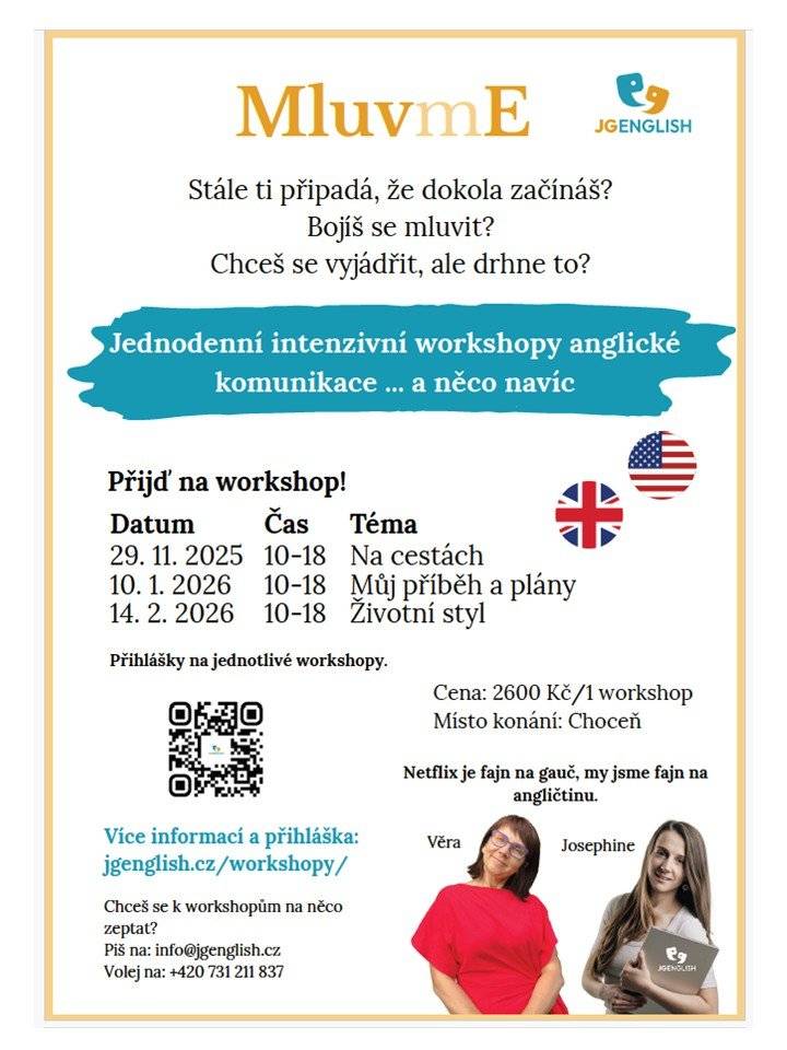Jednodenní intenzivní workshopy anglické komunikace - více informací naleznete na letáku: