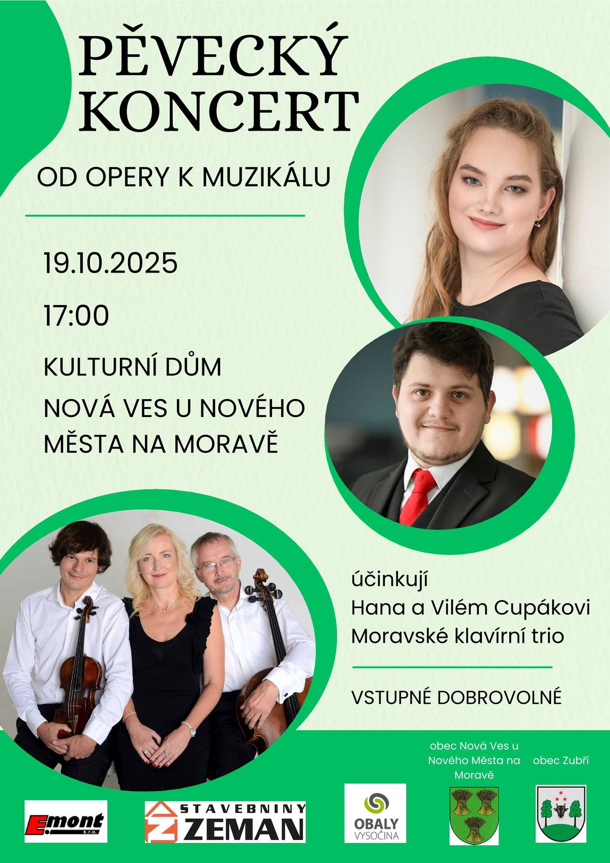1) V souvislosti s lidovými misiemi, které se uskuteční v listopadu, proběhne 10. a 11. listopadu ve farnostech Radešínská Svratka a Olešná žehnání domů. Ti, kteří chtějí přijmout tento vzácný Boží dar do svých domovů a rodin prostřednictvím kněze/jáhna, se mohou přihlásit do konce října buď elektronicky na www.pallotini-pastorace.cz, nebo telefonicky na číslech 566 673 359 a 776 061 080, a nebo vyplněním přihlášky v kostele a kaplích. 2) Ve středu 15. října přijede do naší obce prodejce Víno Zajíček z Podpálaví. Bude prodávat sudová vína od 75 Kč/litr a výběrová lahvová vína. Nabízí 10 druhů, například Pálava, Aurelius, Chardonnay a další. K prodeji je i domácí višňovice. Prodejce se zdrží u KD od 11.50 hodin asi 30 minut. 3) Pozvánka na opravdu zajímavý koncert níže.