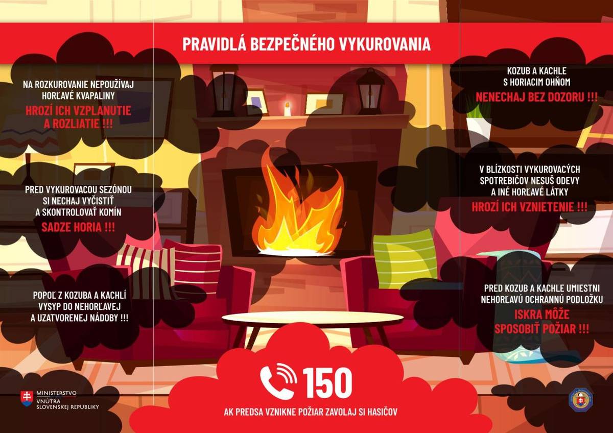 Dbajte na správny technický stav Vášho vykurovacieho telesa a komína!Hlavnou príčinou požiarov v rodinných domoch počas vykurovacej sezóny je predovšetkým vyhorenie sadzí.