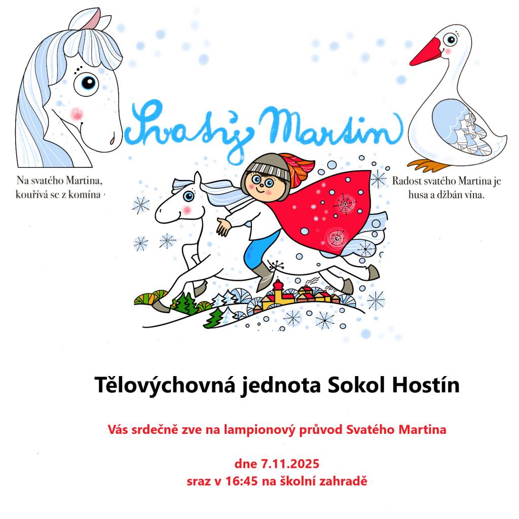 Zveme vás na lampionový průvod Svatého Martina, který se koná 7. listopadu 2025. Sraz bude v 16:45 na školní zahradě.