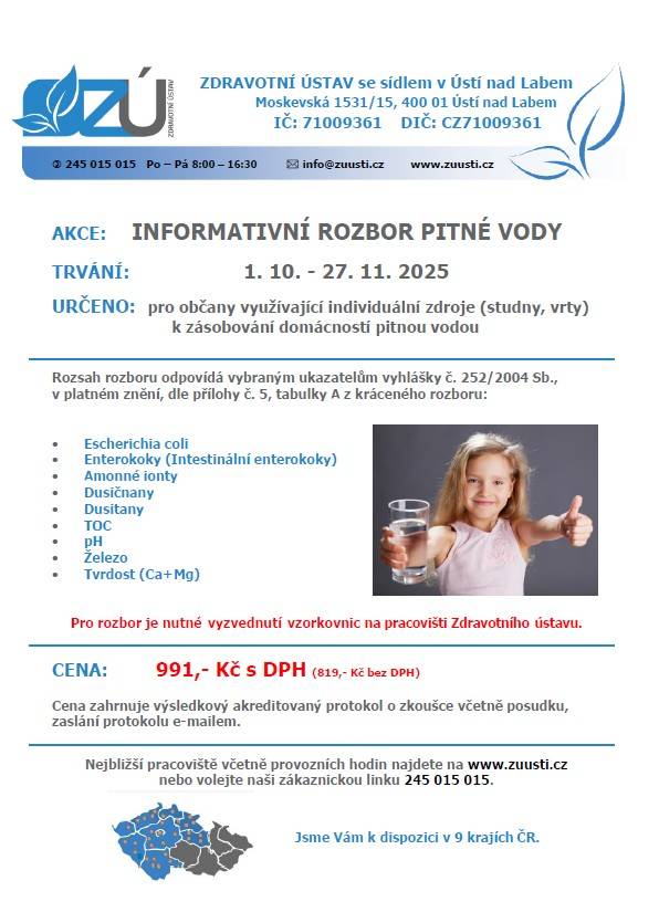 Určeno pro občany využívající individuální zdroje (studny, vrty) k zásobování domácností pitnou vodou.