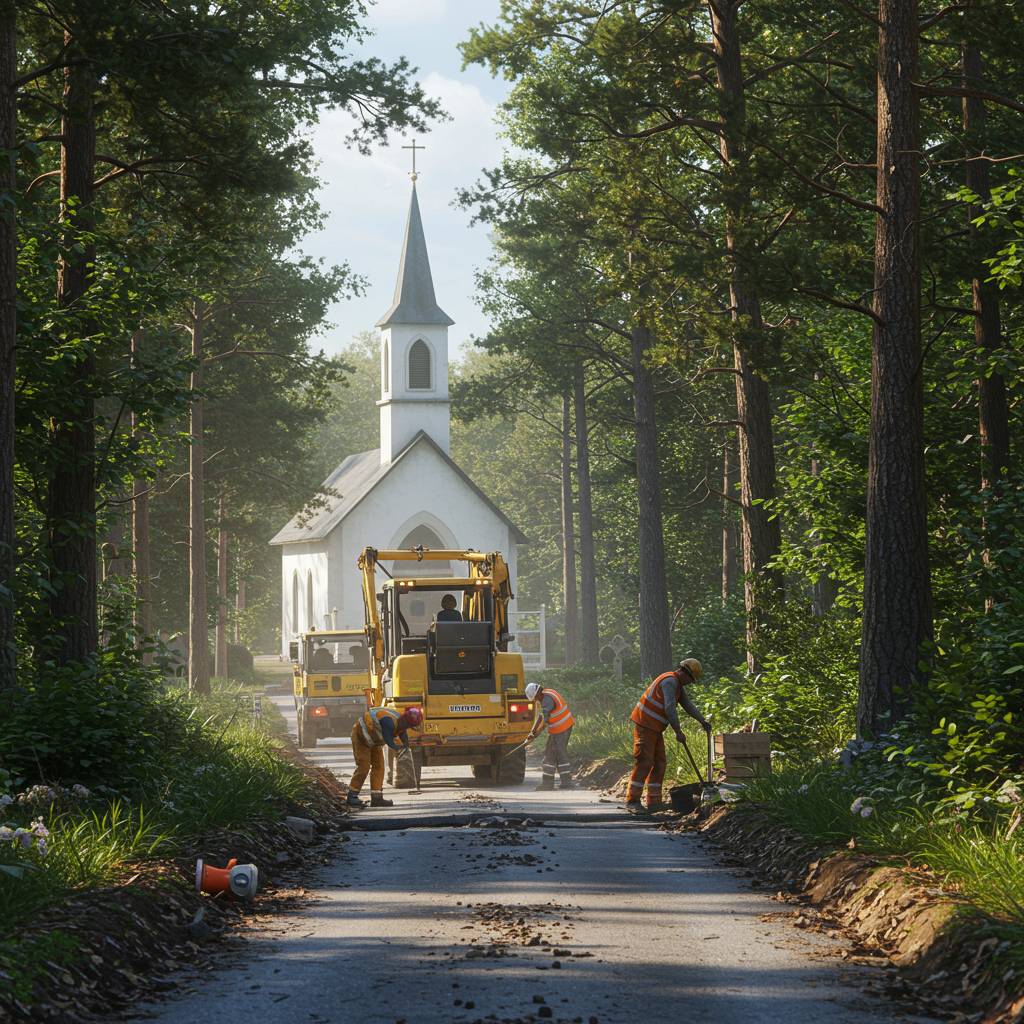 Dnes 14. 10. 2025 byly zahájeny práce na opravě cesty ke hřbitovu u kostela sv. Jiří na Dole Libušín. V pracovní době bude cesta neprůjezdná, ale po pracovní době bude možnost příjezdu ke hřbitovu umožněn. Pokládka finální vrstvy je plánována dne 28. 10. 2025.