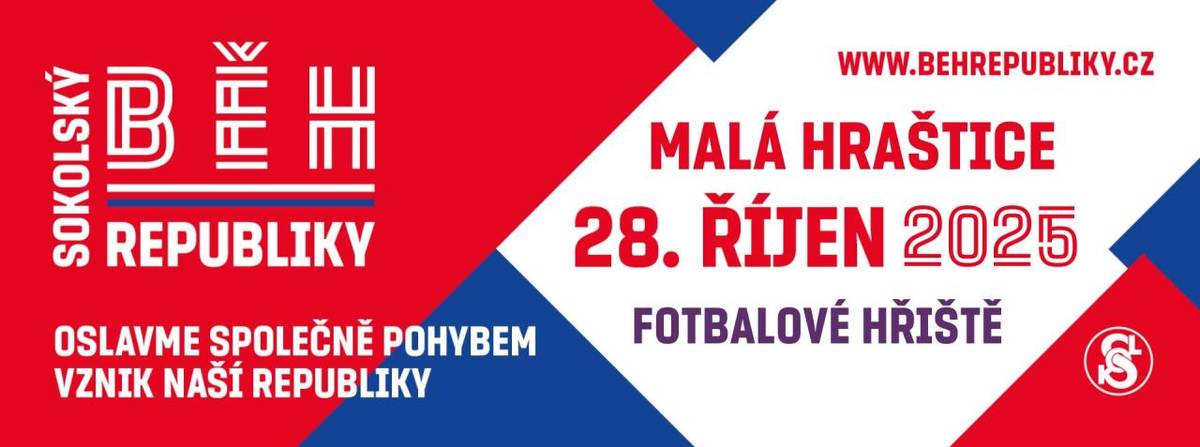 Přijďte s námi oslavit vznik samostatného Československa pohybem a dobrou náladou.  Kdy: 28. října 2025  Kde: Malá Hraštice - start na fotbalovém hřišti