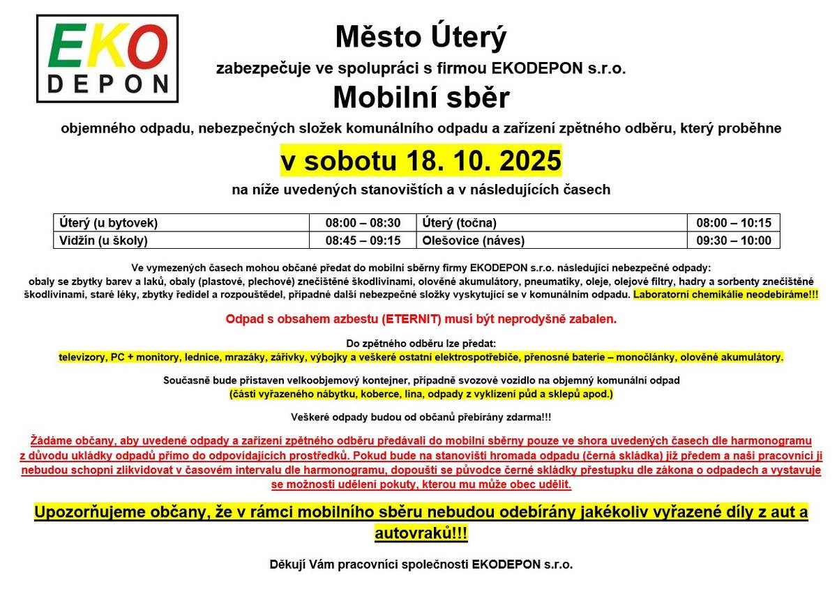 Mobilní sběr objemného odpadu