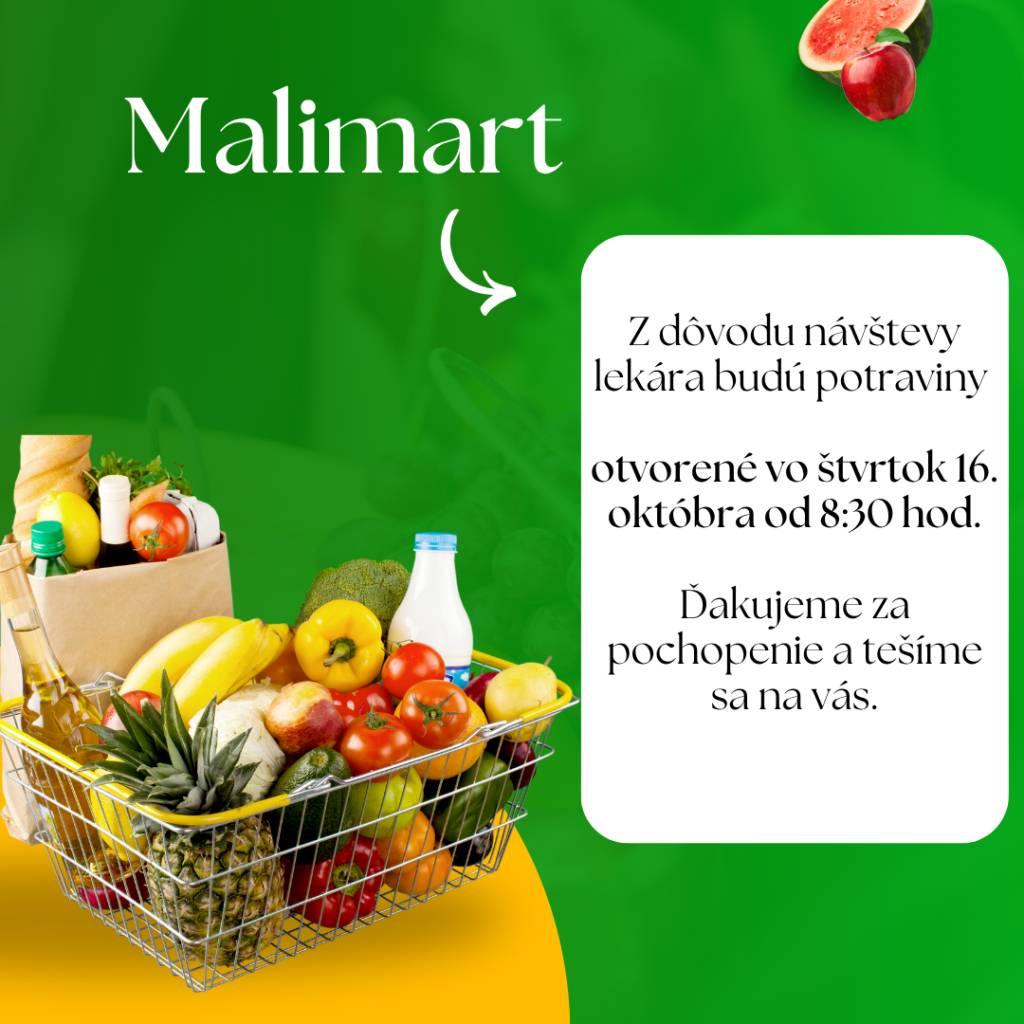 budú zajtra 16.10.2025 - štvrtok otvorené od 8:30 hod.
