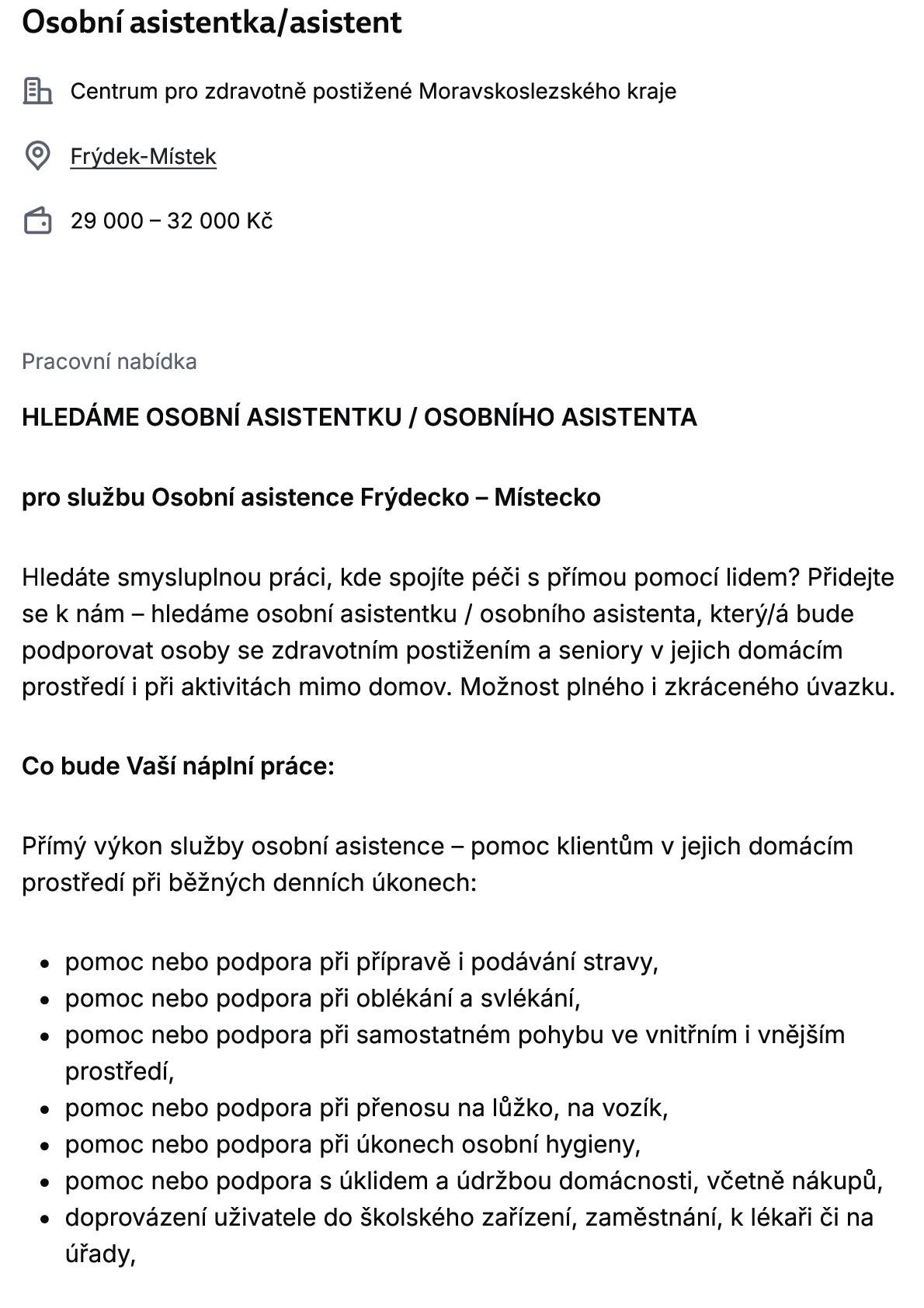 Nabídka práce v příloze.