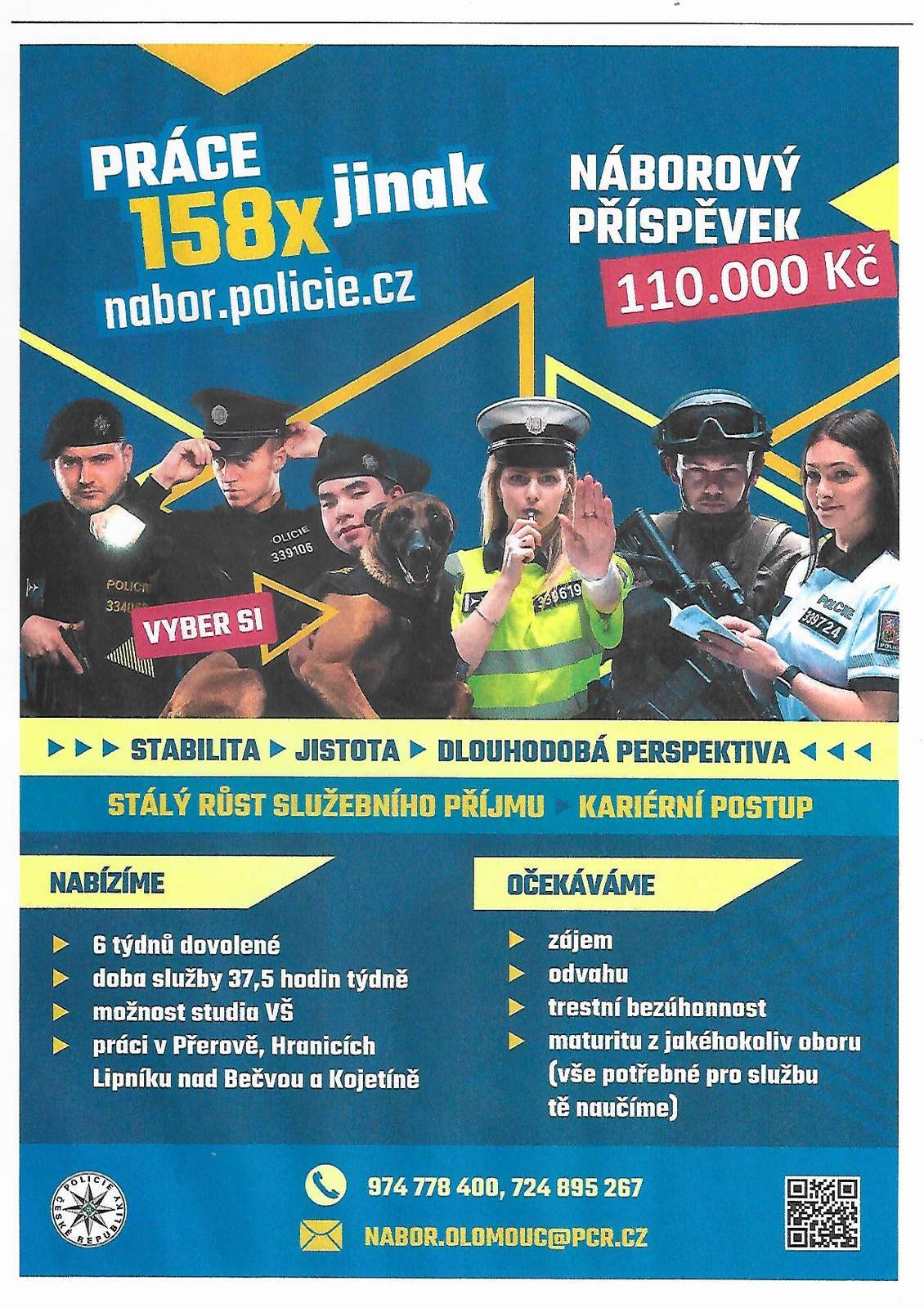 Uchazeči o práci u Policie ČR mohou kontaktovat ohledně zodpovězení případných dotazů i npor. Bc. Marka Pechu DiS., vedoucího oddělení