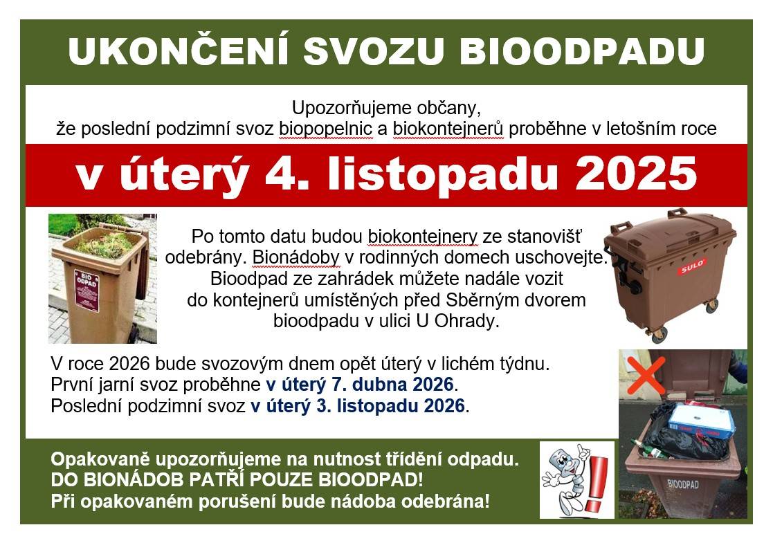 Poslední svoz proběhne v úterý 4. listopadu 2025.