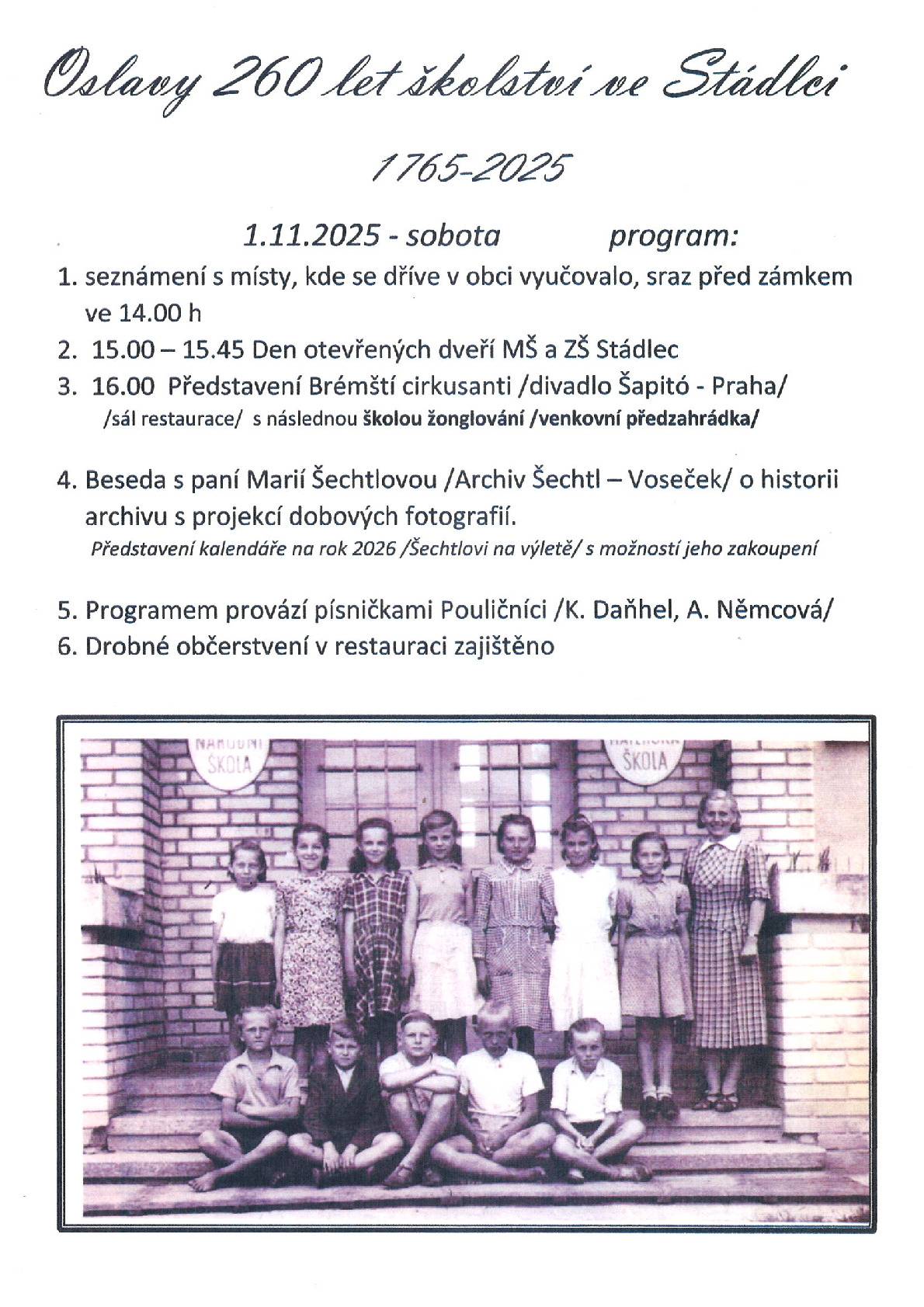 Oslavy 260 let školství ve Stádlci