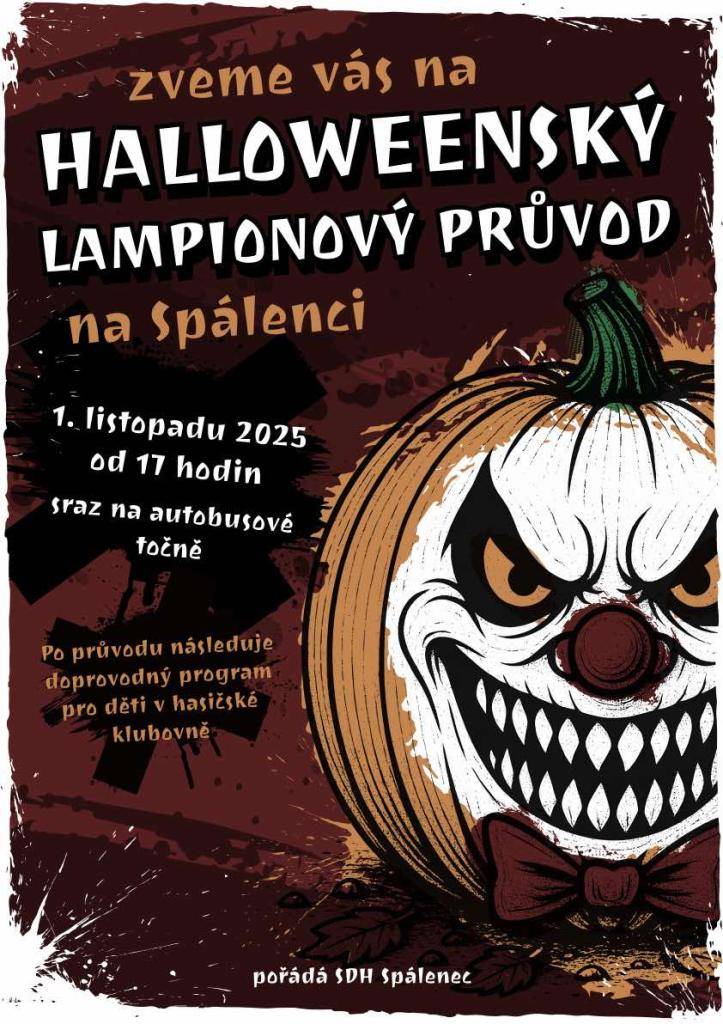 SDH Spálenec Vás srdečně zve na halloweenský lampionový průvod na Spálenci, který se uskuteční 01. 11. 2025 od 17:00 na autobusové točně na Spálenci.