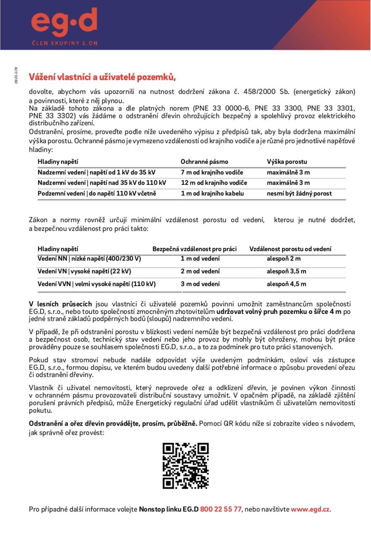 Upozornění vlastníkům či uživatelům nemovitostí na dodržování energetického zákona.