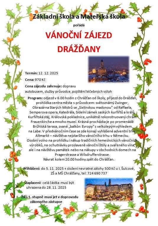VÁNOČNÍ ZÁJEZD DRÁŽĎANY 12. 12. 2025