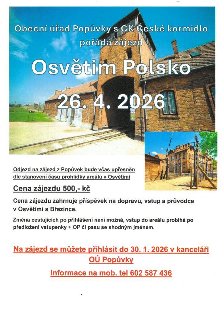 Z Popůvek do Osvětimi - poznávací zájezd 2026