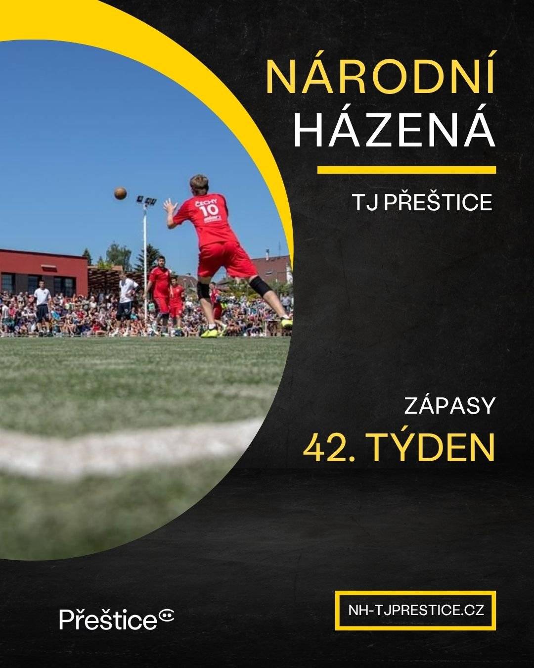 Oddíl národní házené TJ Přeštice zve své příznivce na utkání: sobota 18. 10. 2025  v 11:00 hostí mladší žáci TJ Plzeň Litice ve 13:00 přivítají dorostenky Sokol Nezvěstice ve 14:30 hrají starší žáci proti TJ Plzeň Litice  neděle 19. 10. 2025  v 9:30 hostí muži B v Oblastním přeboru TJ Litohlavy v 11:00 hrají prvoligové ženy se Sokolem Nezvěstice ve 12:45 přivítají mladší žačky  TJ Plzeň Litice