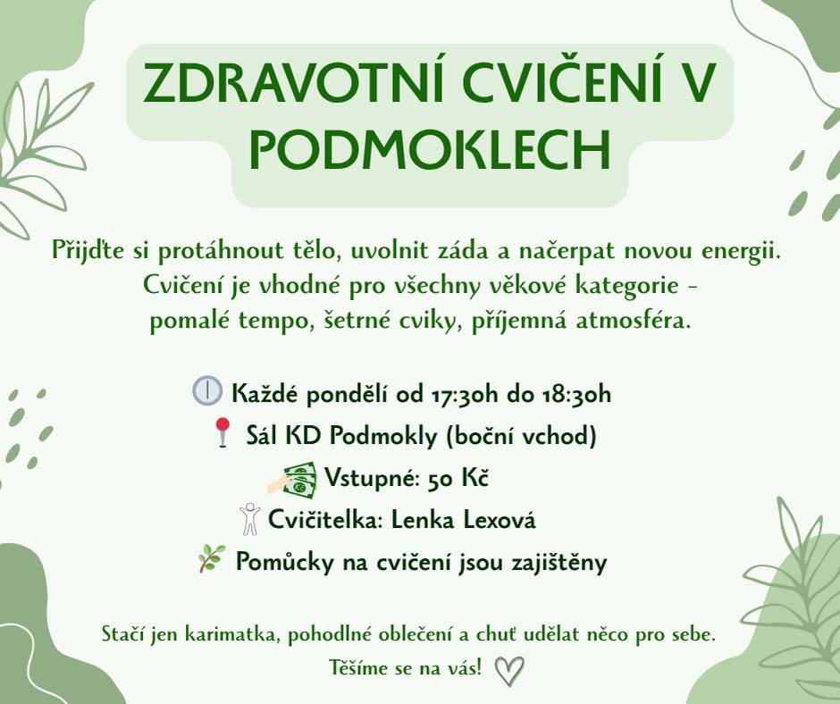 Cvičení je vhodné pro všechny věkové kategorie.