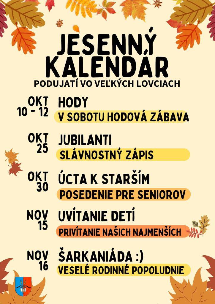 Jesenný kalendár podujatí vo VL