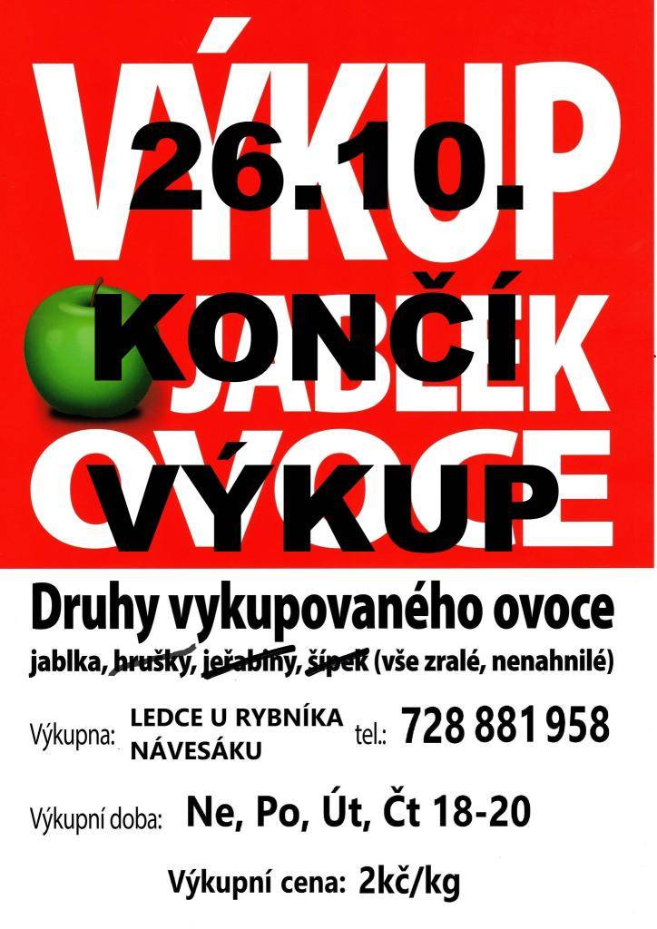 Ukončení výkupu jablek.