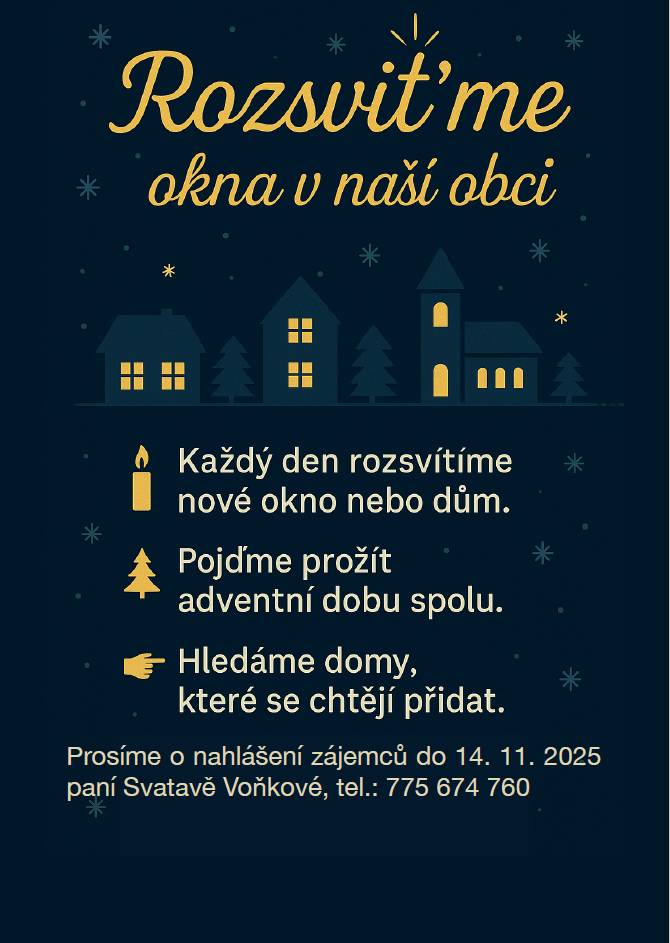Hledáme dobrovolníky pro uspořádání naší nové adventní hry pro děti i dospělé.
