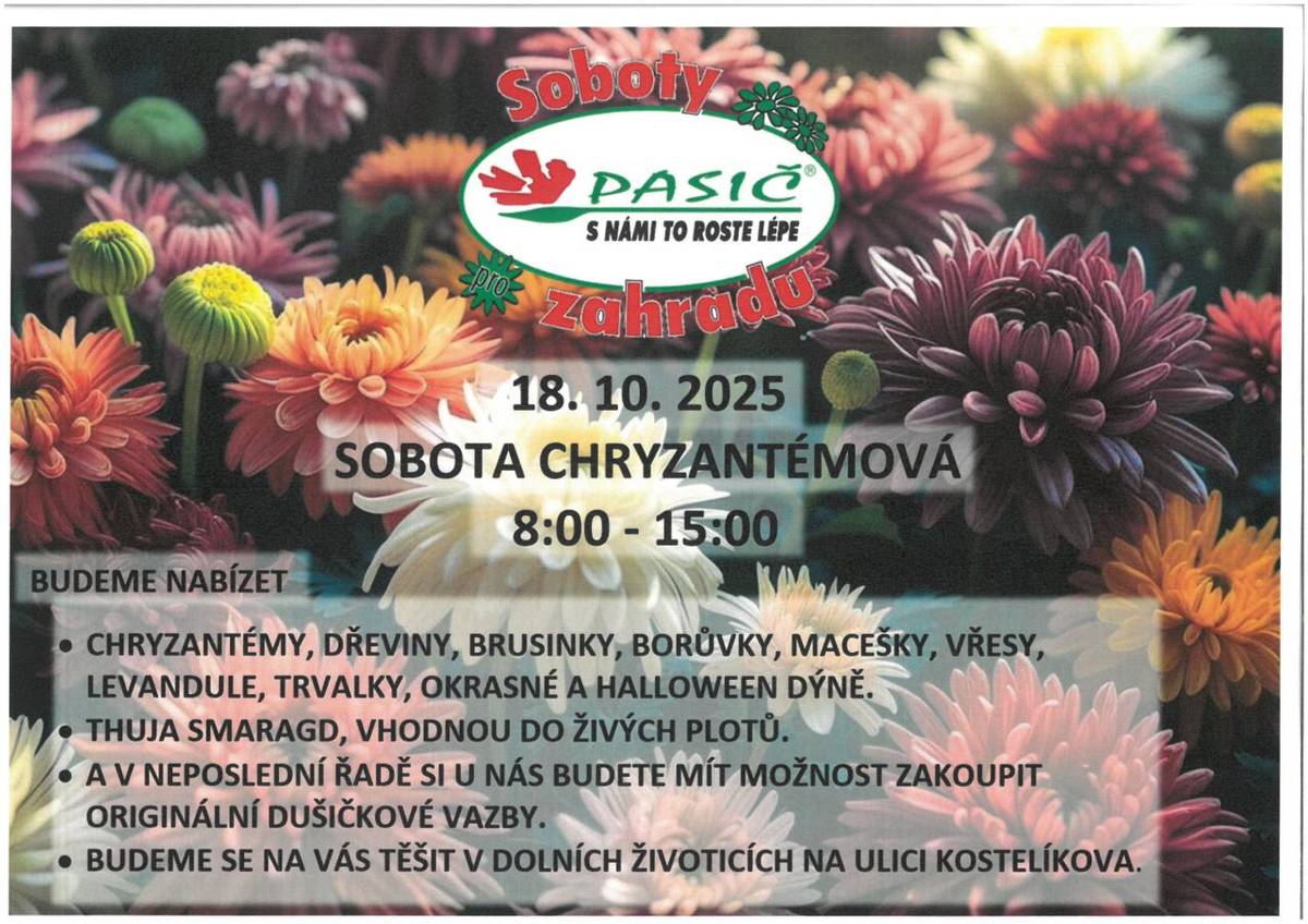 Prodejní sobota 18.10.2025 Pasič