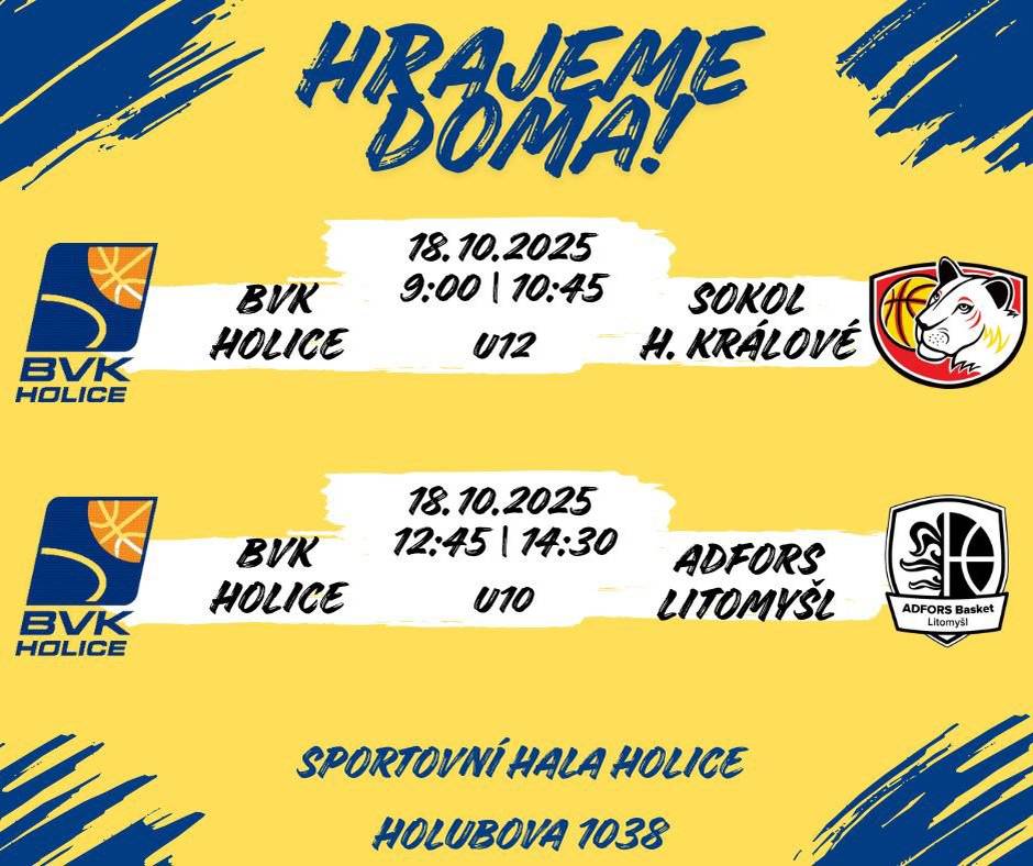 Vážení spoluobčané,   přínášíme vám  přehled akcí, které nás čekají v Holicích a okolí v nadcházejících dnech:    18. října – Holice – Basketbal U12 a U10 – BVK Holice z.s. 18. října – Holice – S dechnou do ro(c)ku a do dne – Dechový orchestr Kulturního domu Holice  18. října – Nový Hradec Králové – Den lesů nové generace – Lesy České republiky 18. října – Sezemice – Podzimní bazárek s módní přehlídkou 20. října – Holice – Podzimní kurzy pro babičky a dědy – Rodinné a vzdělávací centrum Holoubek Holice 20. října – Holice – CANVA pro pokročilé – RORO 50+ 21. října – Holice – Helloweenské pečení – Komunitní klub pro mládež Holice 21. října – Holice – Úterky u Terky – Městská knihovna Holice 21. října – Pardubice – Veletrh podpory podnikání a inovací pro firmy z Pardubického kraje
