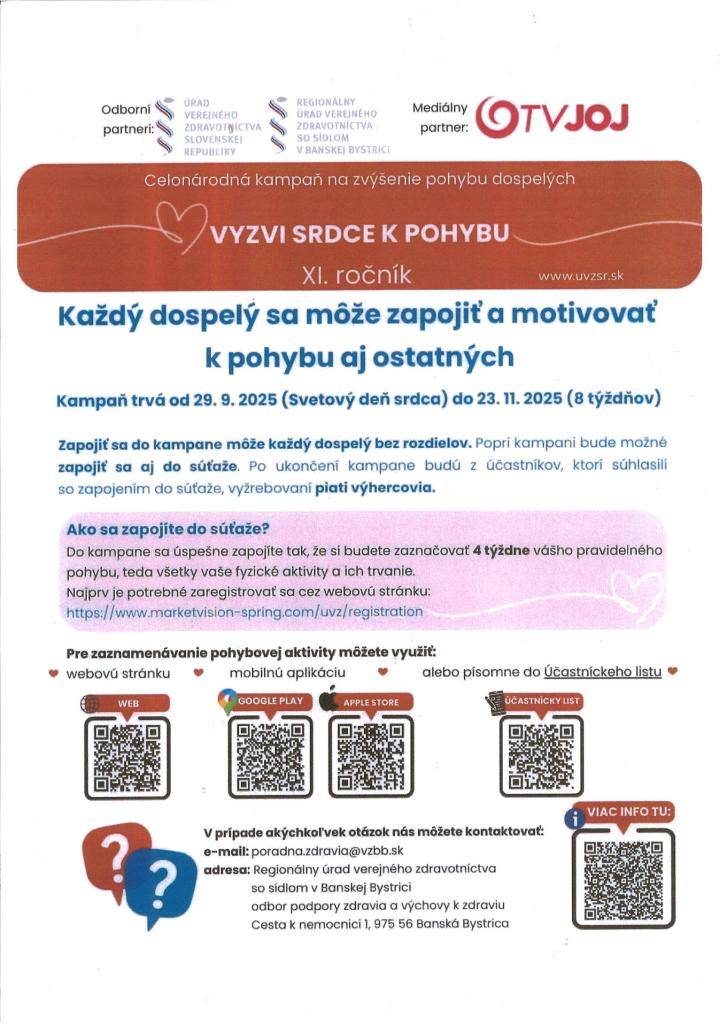 Celonárodná kampaň na zvýšenie pohybu dospelých - XI. ročník