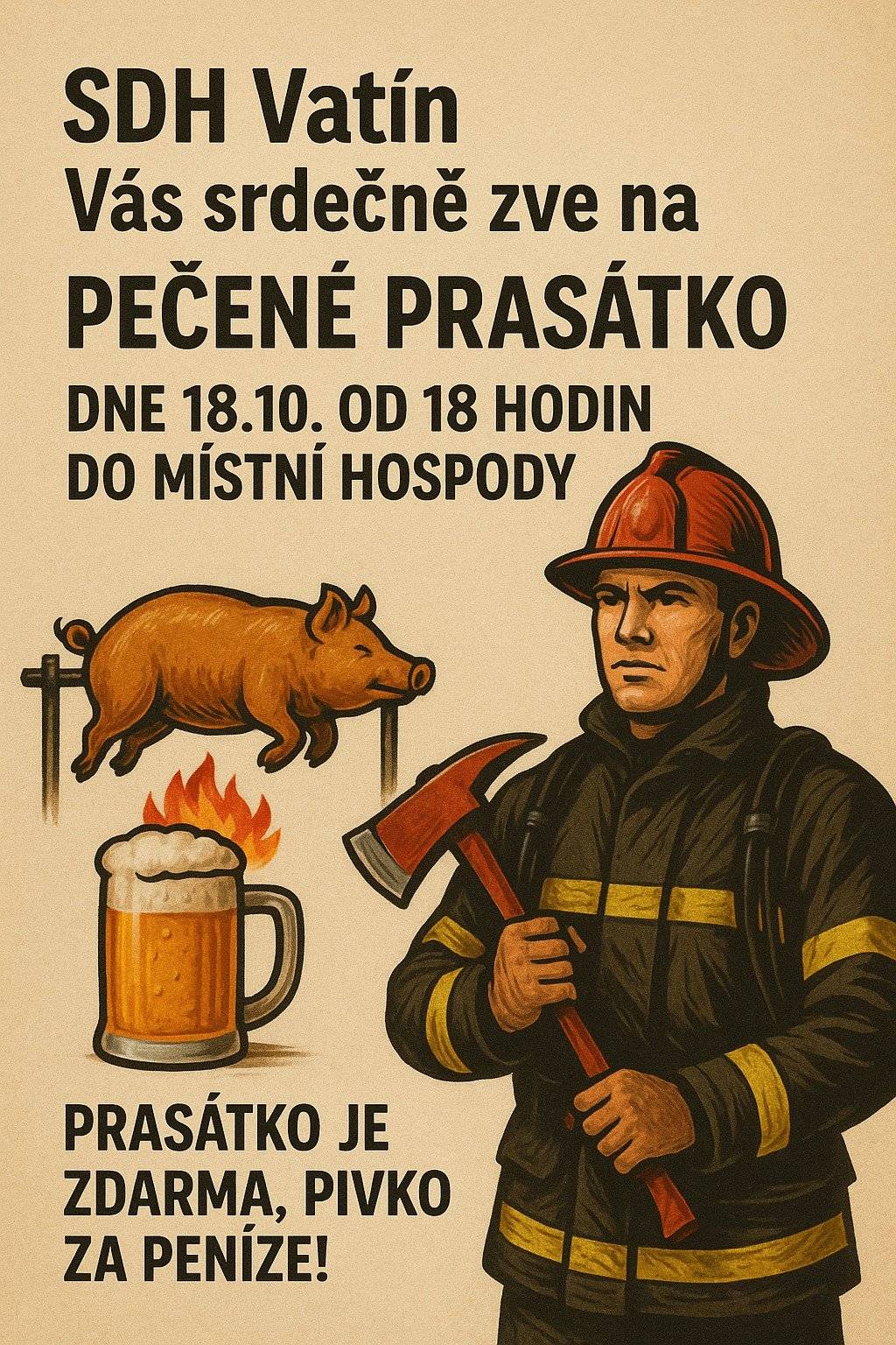 srdečně zve dne 18.10.2025 na posezení v místní hospůdce