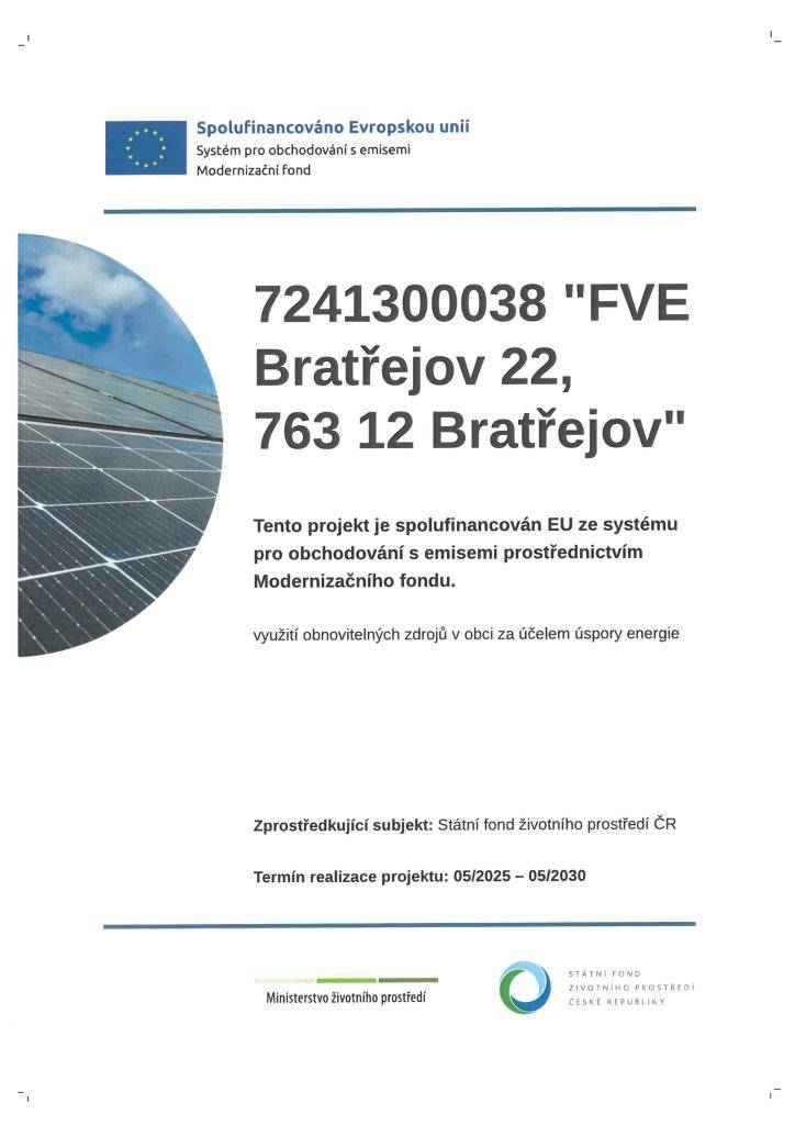 Projekt spolufinancovaný ze Státního fondu životního prostředí ČR