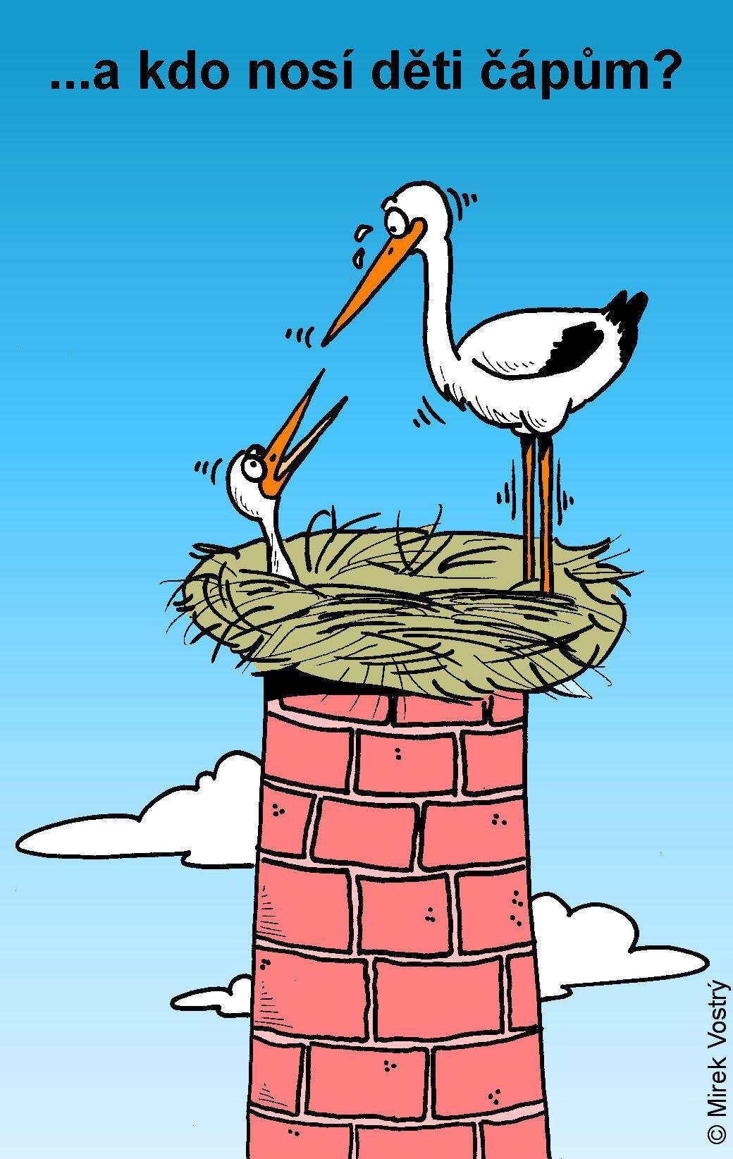 Kdo nosí děti čápům?