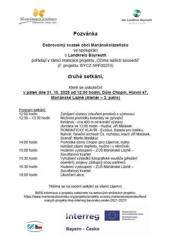 Fond malých projektů (FMP) INTERREG Bavorsko – Česko 2021 – 2027.