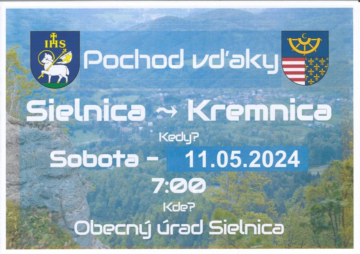 Turistický pochod vďaky Sielnica - Kremnica 11.mája 2024