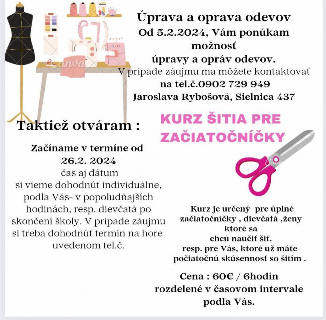 Úprava a oprava odevov