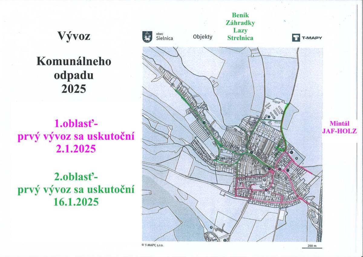 Harmonogram a mapa zberu odpadu na rok 2025