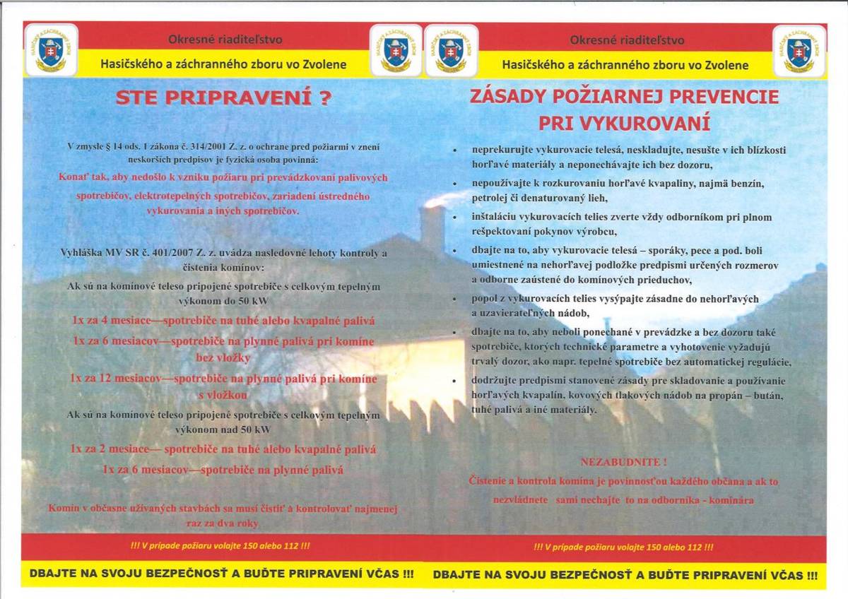 Zásady požiarnej prevencie pri vykurovaní