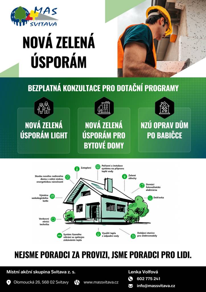 Místní akční skupina Svitava už více než 2,5 roku pomáhá domácnostem s ekologickými a energeticky úspornými opatřeními – především skrze dotace Nová zelená úsporám (NZÚ).