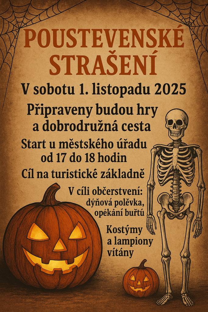 Kdy: v sobotu 1.11.2025  Kde: u MěÚ Dolní Poustevna  Od : 17- 18 hodi