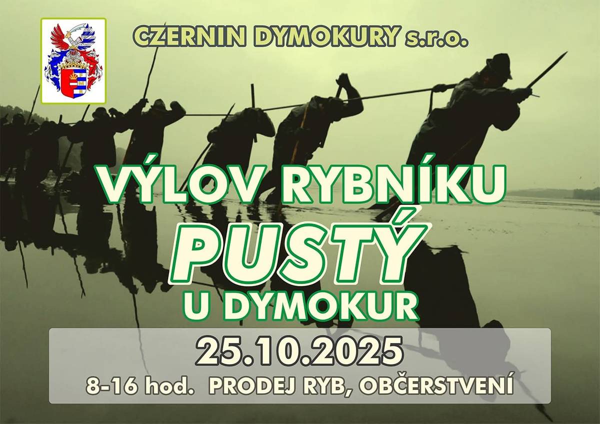 Informace o výlovech rybníků - 25. 10. 2025 PUSTÝ u Dymokur, 15. 11. 2025 KOMÁROV, 28.11.2025 VRAŽDA