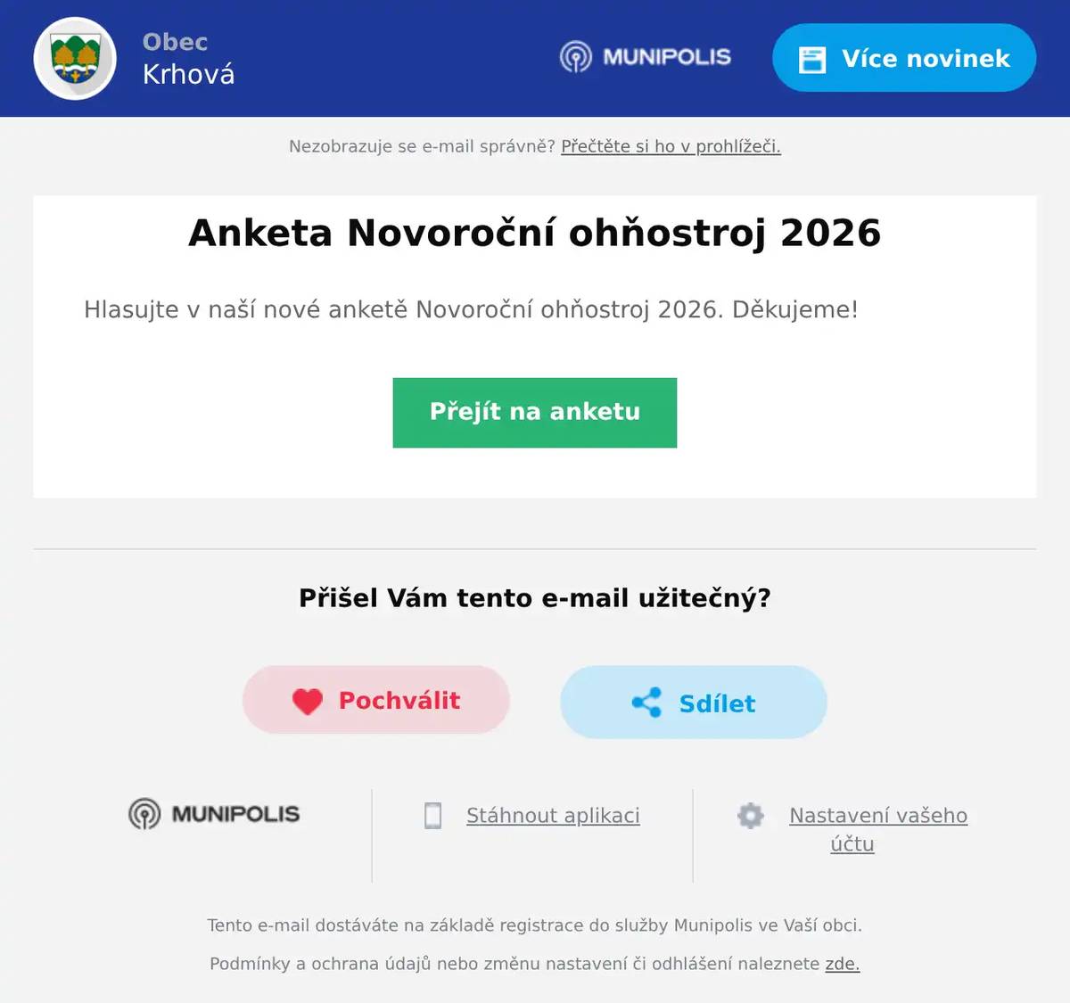 Hlasujte v naší nové anketě Novoroční ohňostroj 2026. Děkujeme!