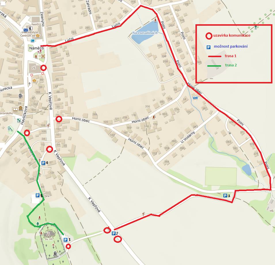 Z důvodu rekonstrukce silnice Havlíčkova Borová–Vepřová bude ve dnech 27.10.- 10.11.2025 omezen přístup na parkoviště ke hřbitovu v Havlíčkově Borové z vepřovské silnice. Pro přístup na hřbitov lze využít dvě trasy. Trasu 1: z Havlíčkovi ulice, ulicí Dlážděnou, kolem fary na parkoviště u hřbitova. Zde je možné dále zaparkovat na louce před farou, nebo na parkovišti pod farou. Další přístup je možný po trase 2. Z náměstí ulicí Luční, dále pak Polní, přes Horní obec až k silnici k Vepřové. Zde je možné zaparkovat na dvou místech. Městys Havlíčkova Borová děkuje za pochopení